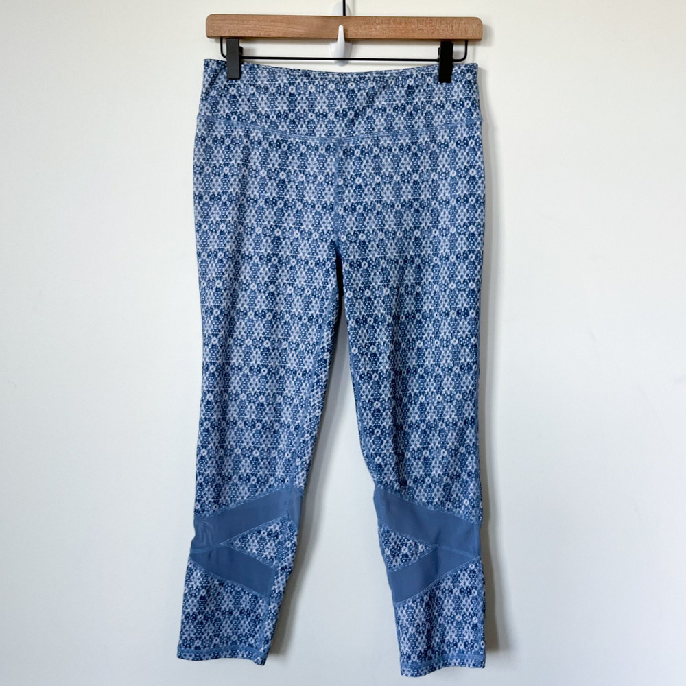 Gaiam Om Align Yoga‎ Capri Leggings Womens Medium Blue Pilates Athleisure Active